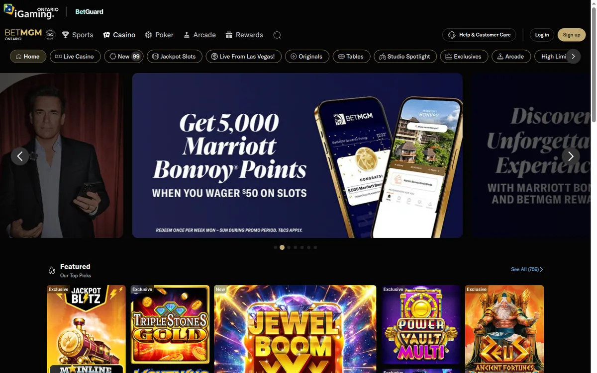 The BetMGM Ontario casino lobby