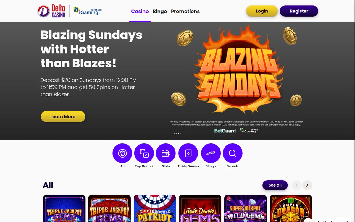 The Delta Casino Ontario page