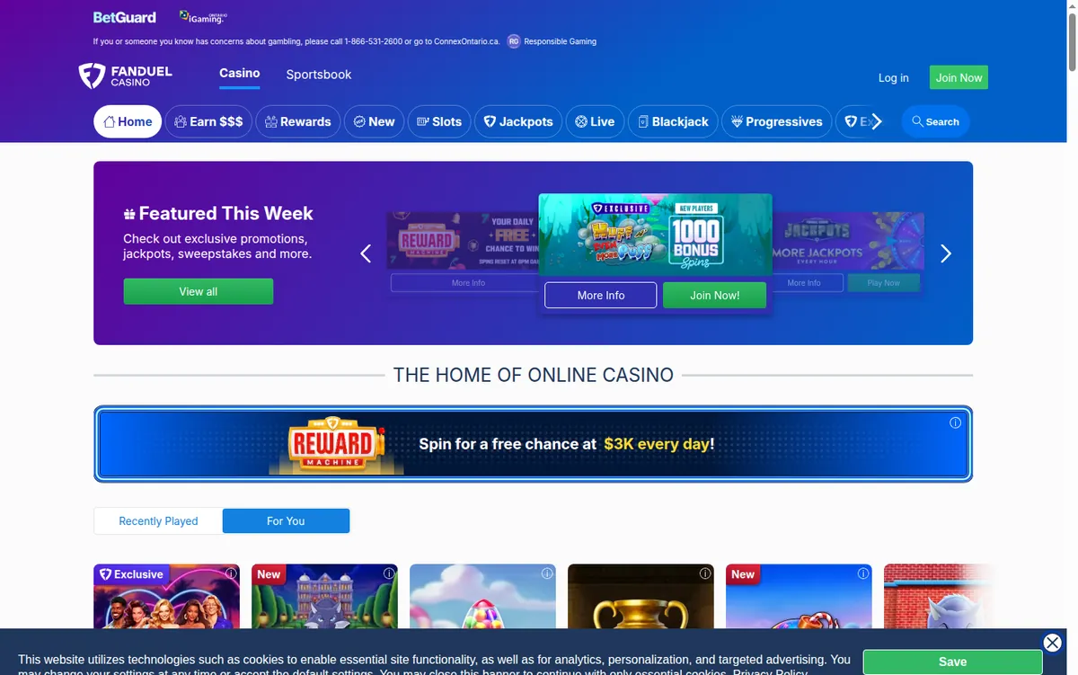 The FanDuel Casino Ontario page