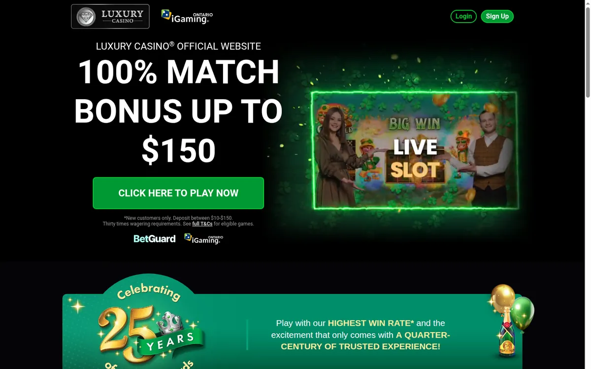 The Luxury Casino Ontario page