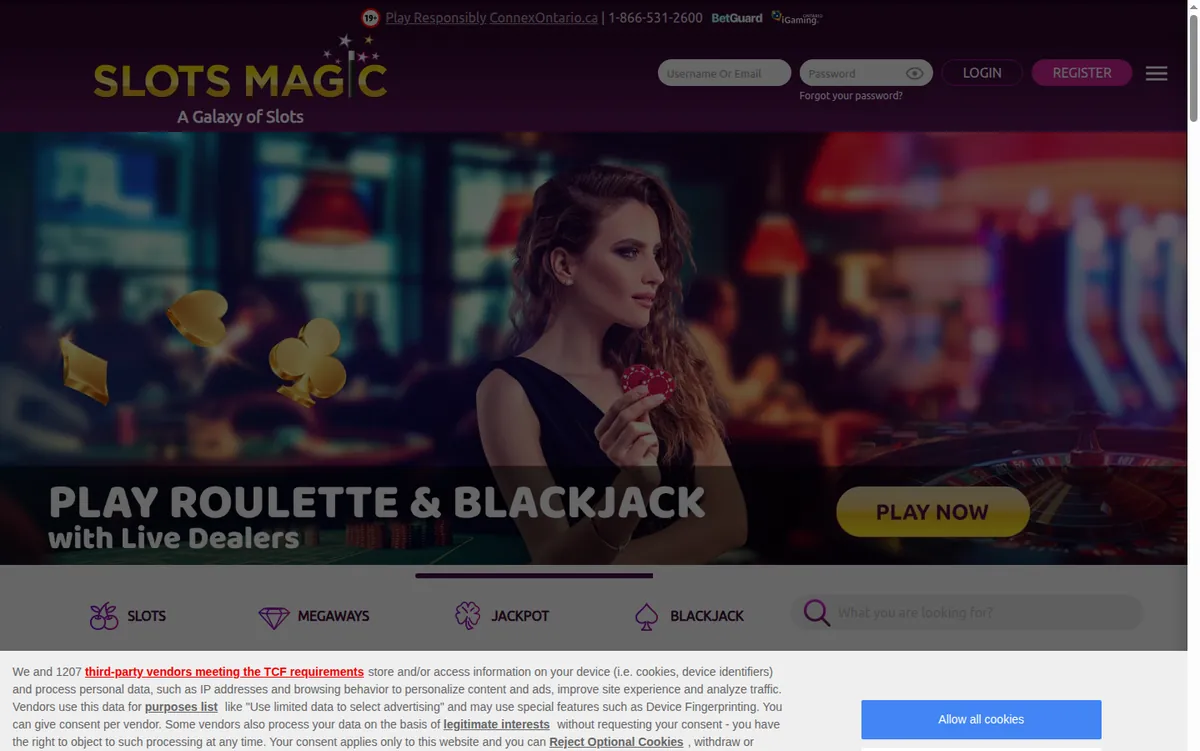 The SlotsMagic Ontario page