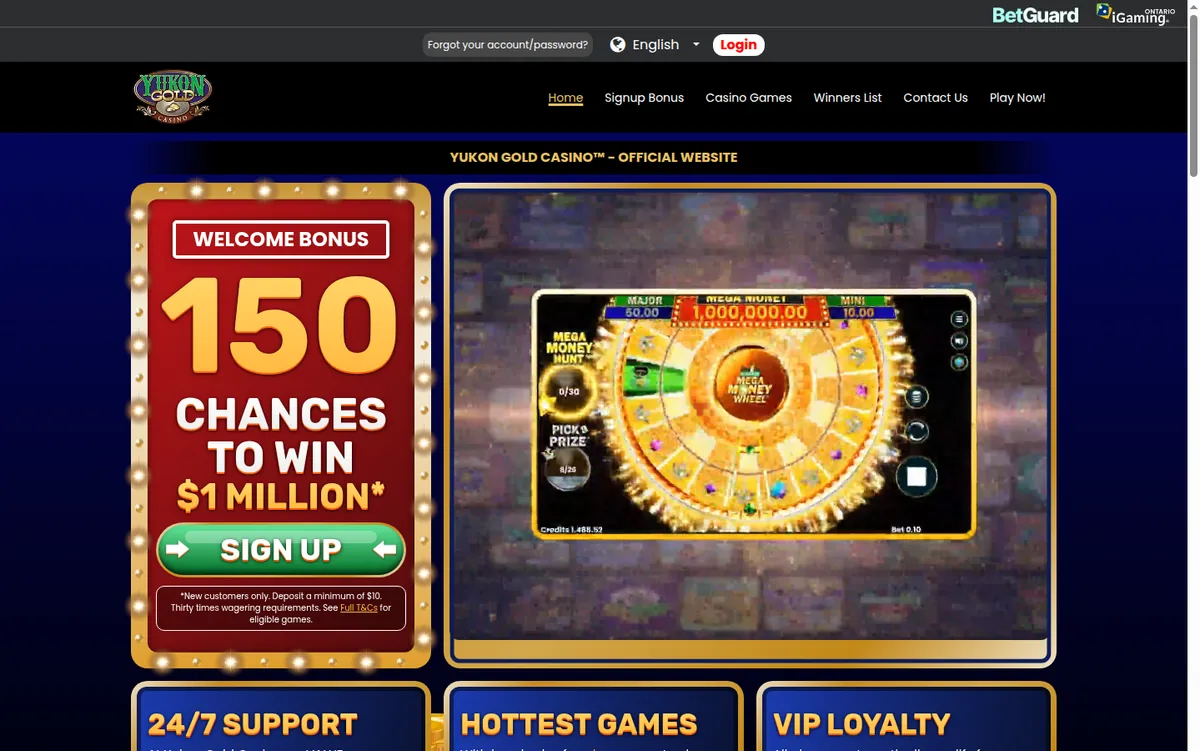 The Yukon Gold Casino Ontario page